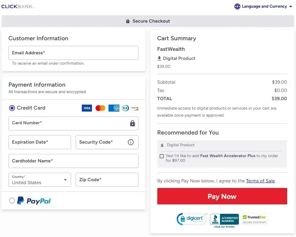Secure Order Form